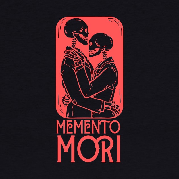 Memento Mori  Red Skeleton Kiss T-shirt by Epictetus